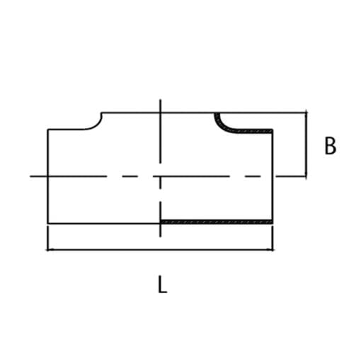 T-Stück, ISO-Rohr, kurz, Schweißende