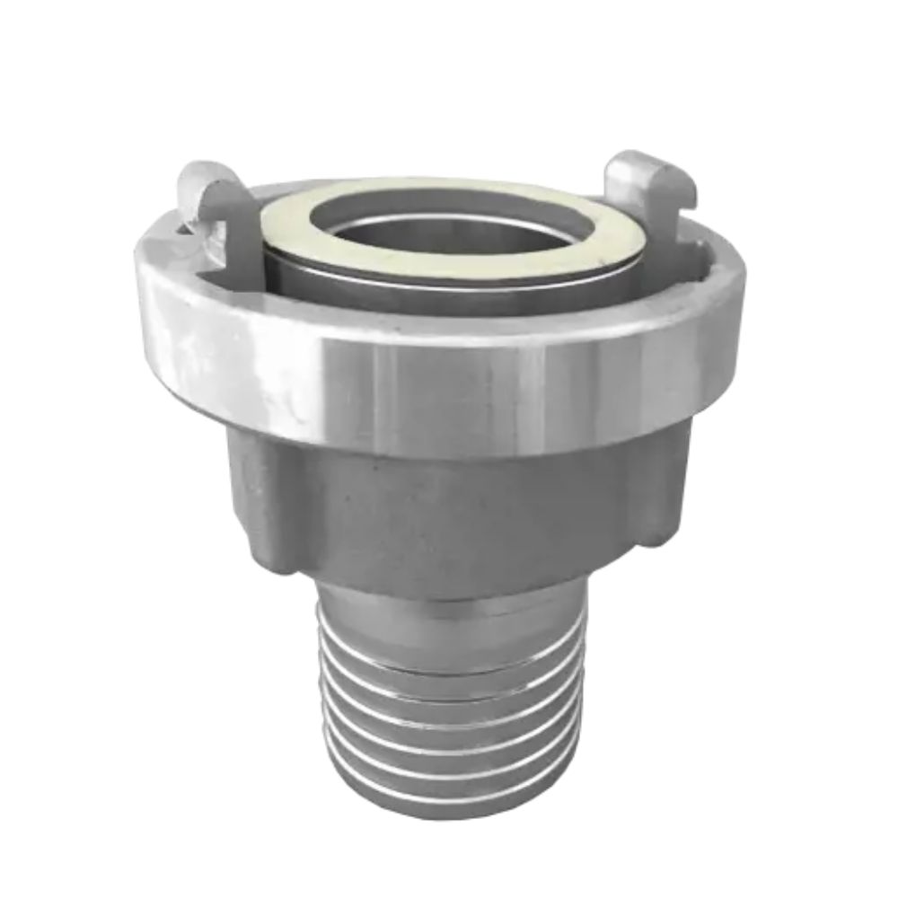 Robuste und drehbare Storz-Kupplung mit Schlauchstutzen aus geschmiedetem Aluminium. Wird u. a. für die Wasserversorgung und Pumpensysteme verwendet. 