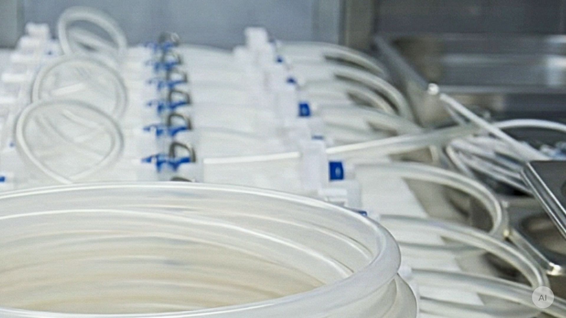 Single-Use-Schläuche und single-use-assemblies auf einem Tisch