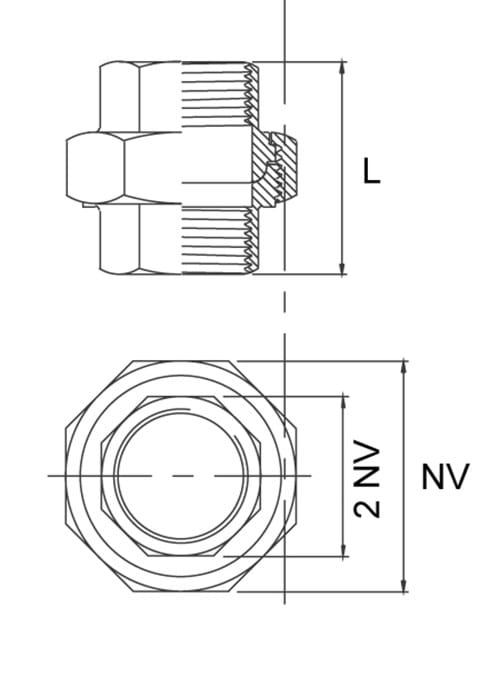 Steckverbindung, Innen-/Innengewinde, konisch