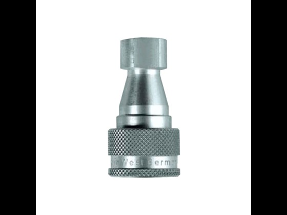 Rostfreie Hochdruckkupplung für Flüssigkeiten mit 2-stufiger Betätigung, Hansen-kompatibel. ISO 7241-1. Beständig bis 250 bar und 200°C. Hier bestellen!