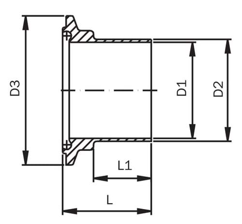 Clamp Nutklemmstutzen, DIN, 11864-3, Serie B