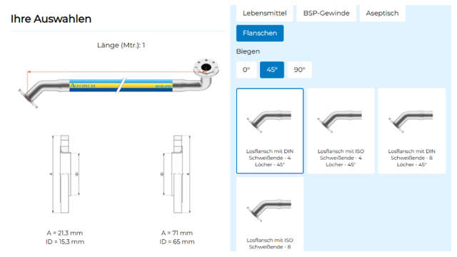 Collage aus dem Online-Schlauchkonfigurator