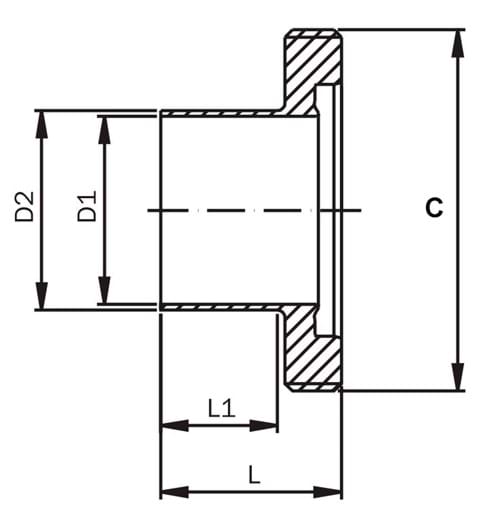 Anschweißgewindestutzen, DIN, 11864-1, Serie C