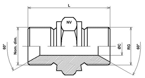 Doppelnippel, 60 Grad x 60 Grad
