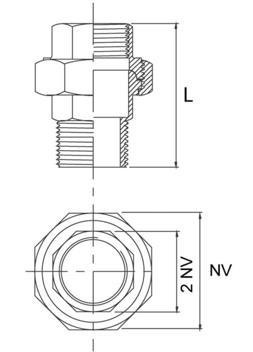 Steckverbindung, Aussen-/Innengewinde, konisch