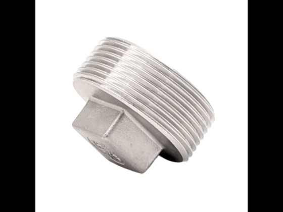 Stopfen Vierkant aus Edelstahl AISI 316, geeignet für Druck bis zu 10 bar. Ideal für industrielle Anwendungen. Jetzt bestellen!