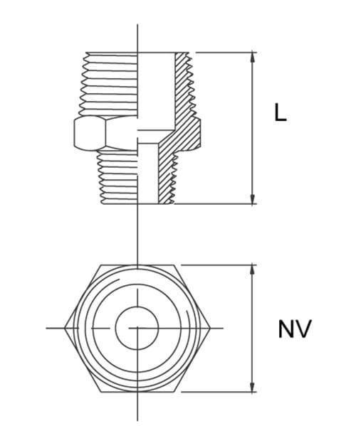 Reduziernippel, Sechskant