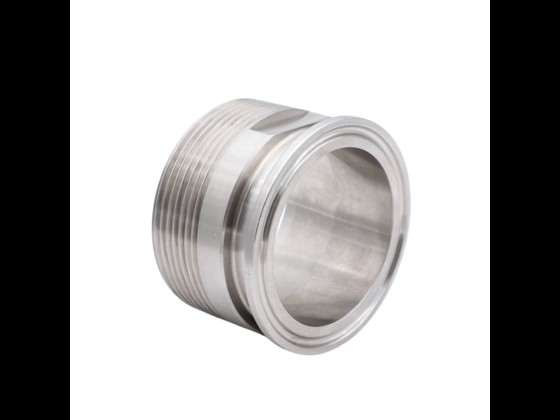 Rostfreier ISO Clamp Bundklemmstutzen mit BSP Nippel aus Edelstahl AISI 316. Bestellen Sie hier spezielle Lebensmittelfittings in höchster Industriequalität.