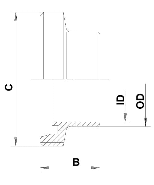 DIN Anschweißnippel für ISO-Rohr, Schweißende