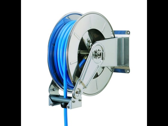Edelstahl-Schlauchaufroller AFT 3500-3503 AV mit Federaufwicklung. Für 1/2", 3/4" und 1" Schläuche bis 35 m. Bestellen Sie hier!