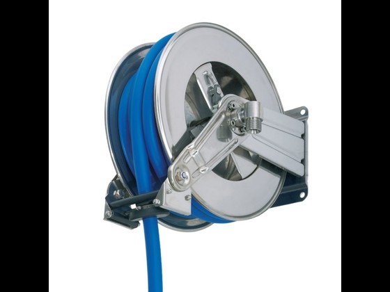 Alfotech's rostfreie Schlauchaufroller AFT 1200-1300 AV wird mit Federtrommel geliefert. Hohe Qualität. Passend für 3/4" (max. 18 m) / 1" (max. 15m) Schlauch. Bestellen Sie hier.