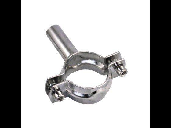 Hygienische DS/SMS Rohrschelle mit 90 mm Schaft aus Edelstahl. Geeignet für lebensmittelechte Rohrsysteme. Jetzt bestellen!