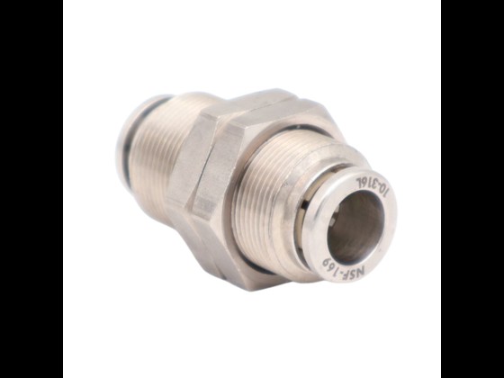 Pneumatik Schottverschraubung aus Edelstahl AISI 316. Inkl. Viton-Dichtung. Für Druckluftschläuche geeignet. Bestellen Sie hier über unseren Webshop!