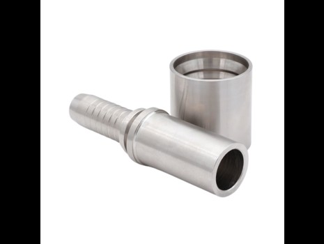 AFT Edelstahl Presskuppl. f. gewellt. PTFE Schlauch m. Geflecht & Silikon, Rohrstutzen
