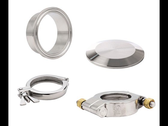 Edelstahl DIN Clamp Verbindungsteile für hygienische Anwendungen in der Lebensmittelindustrie. Robuste Bauweise und einfache Montage. Jetzt kaufen!