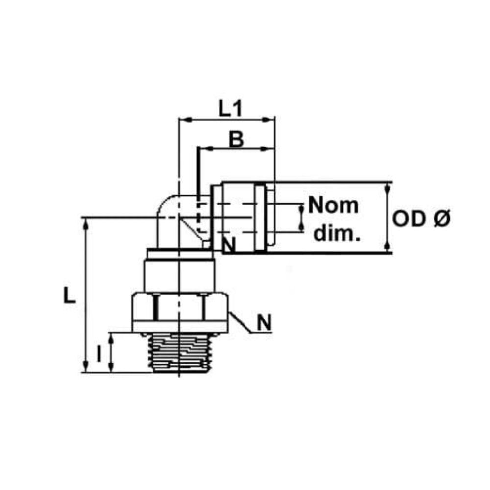 Pneumatik Winkelsteckverbindung, Drehgelenk, BSPP