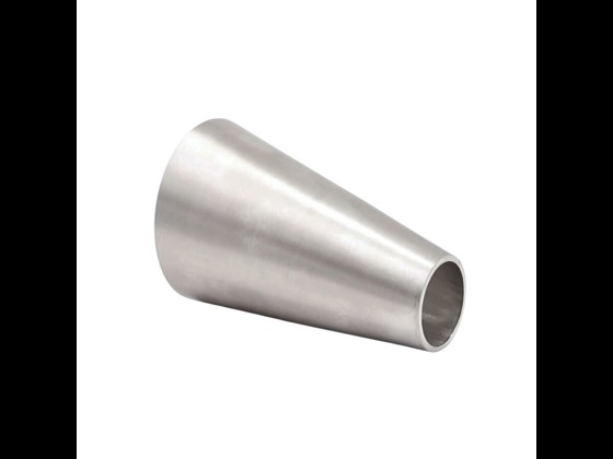 Exzentrische DS/SMS-Reduzierung aus Edelstahl für hygienische Rohrsysteme. Ideal für Flüssigkeiten in der Lebensmittelproduktion. Hier bestellen!