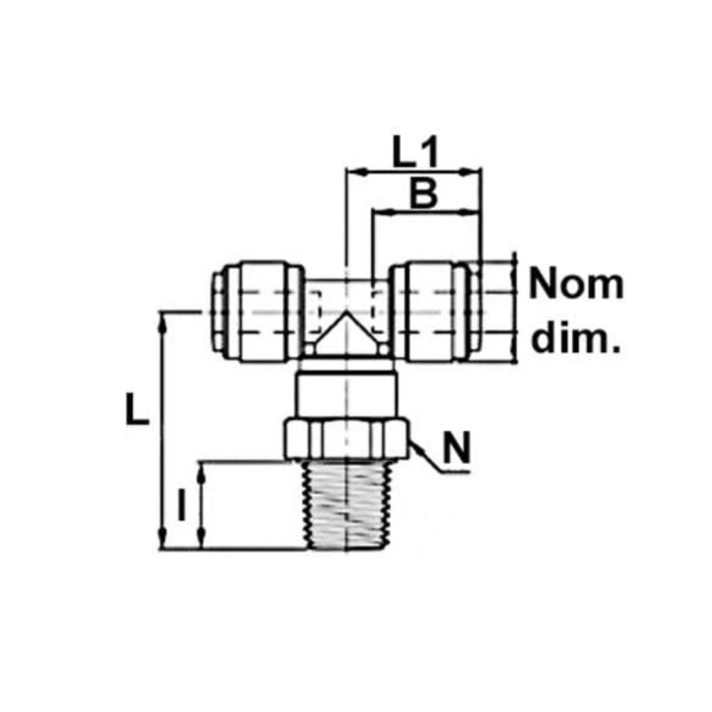 Pneumatik T-Steckverbindung, BSPT