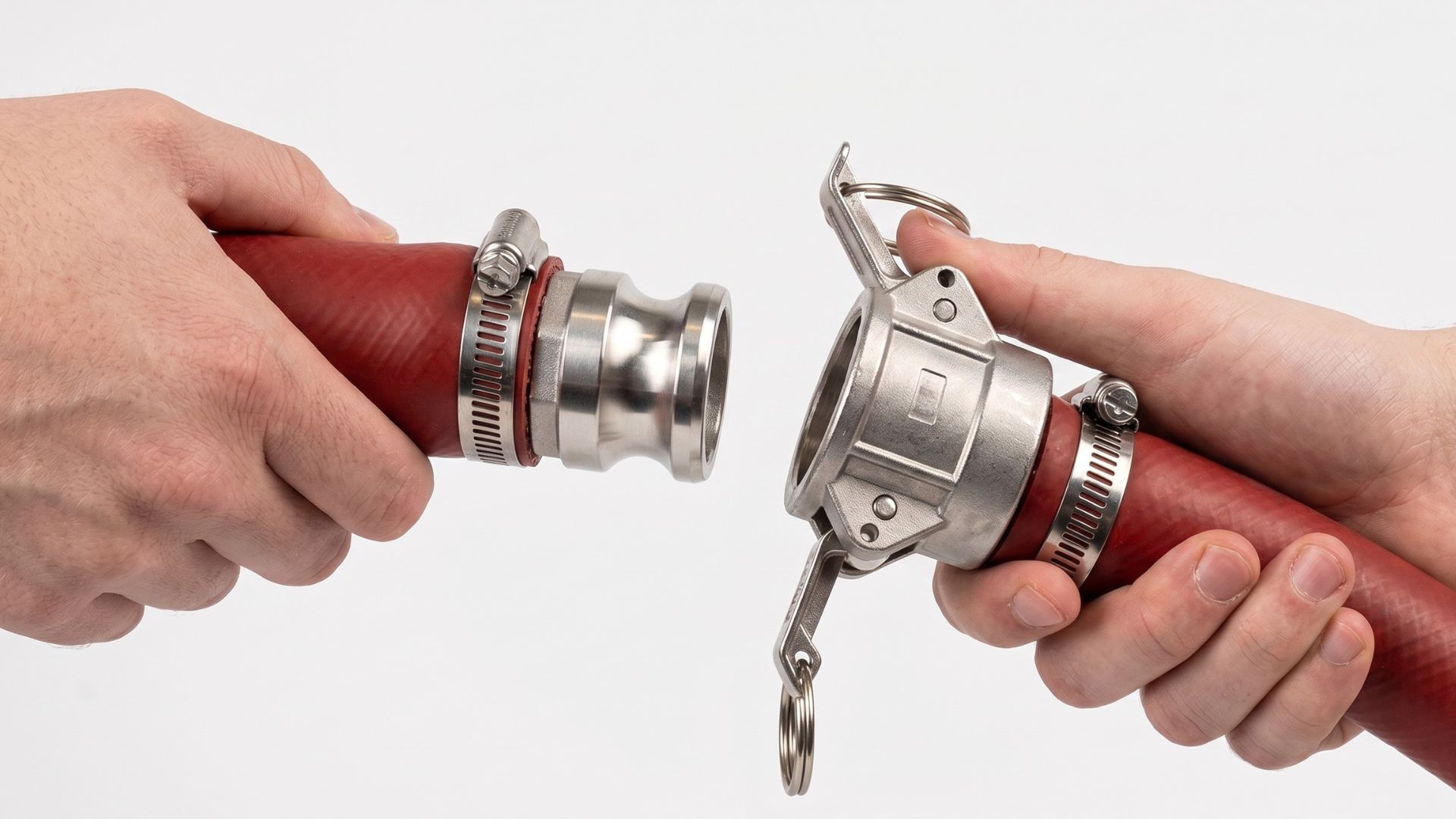 Kamlock-Kupplung am Schlauch montiert