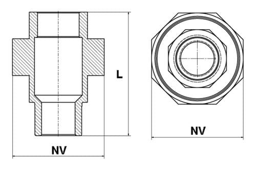 Steckverbindung, Flach, Muffe/Nippel (Teflon)